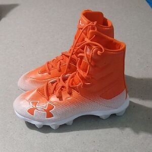 Under Armour Kids Orange and White High-Top Cleats